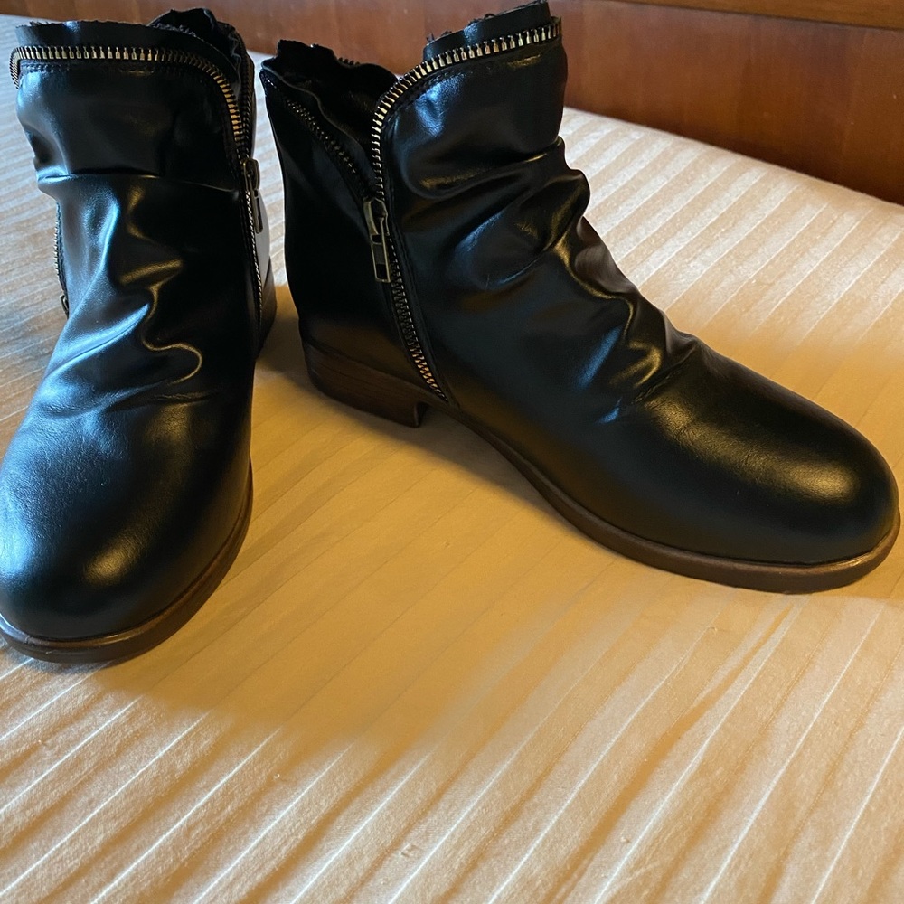 Vegan leather booties. Never worn.
